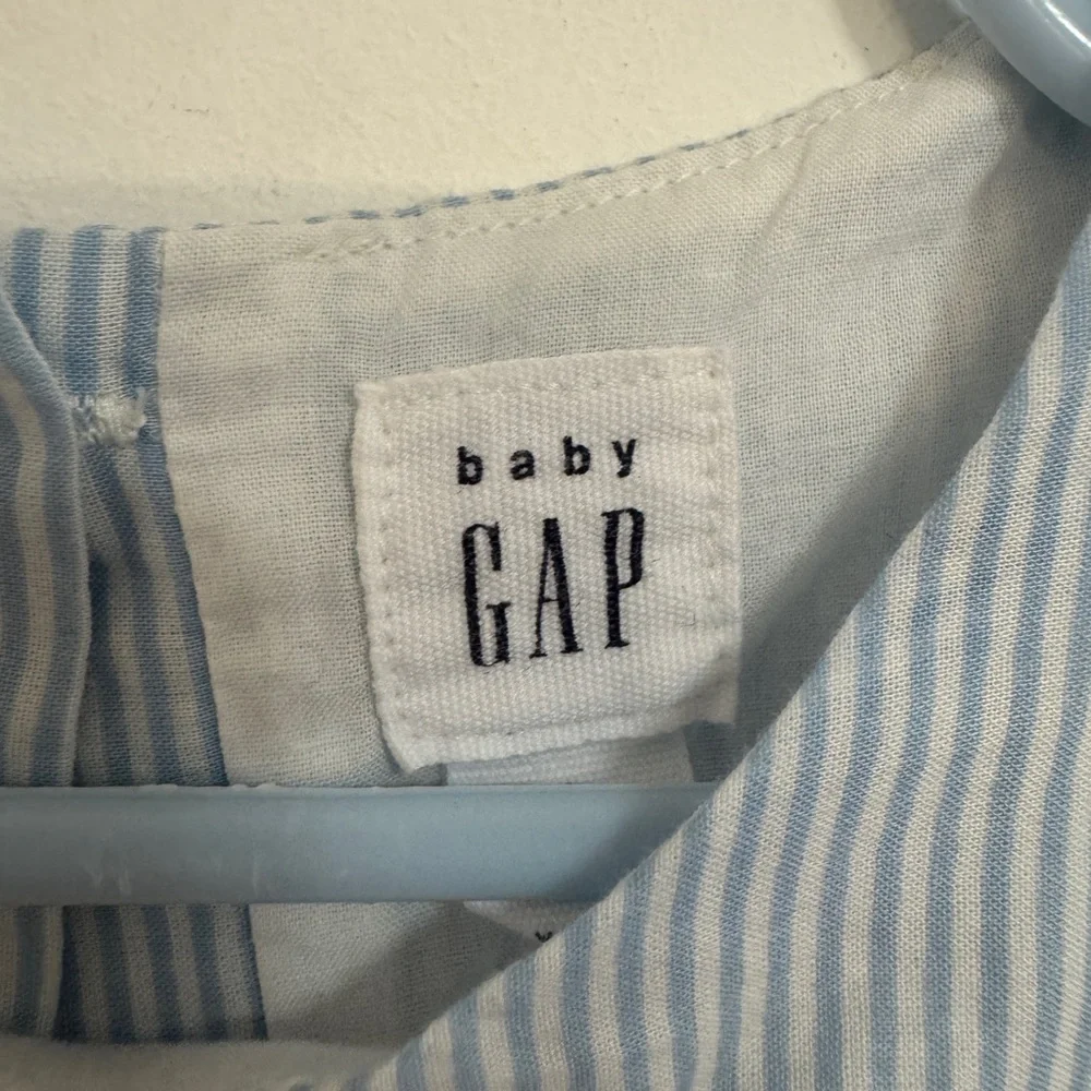 GAP Blue Striped Dress with Pink & Yellow Floral Border